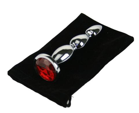 Graduated Metal Jewel Butt Plug with Sensation Bumps