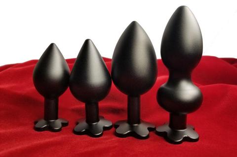Black Metal Flower Jewel Butt Plug Available in 4 Sizes