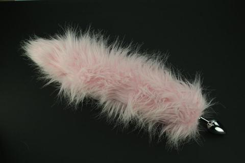 Baby Pink Faux Fur Fox Tail or Kitty Tail Butt Plug