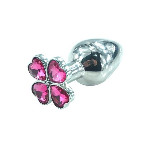 Small Heavy Steel Clover Jewel Butt Plug