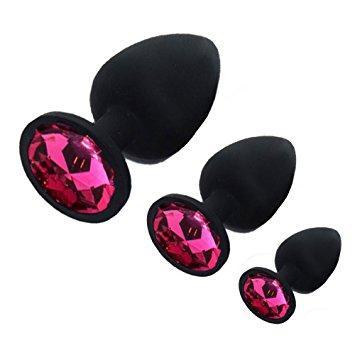 Black Silicone Tulip Jewel Butt Plug Training Kit