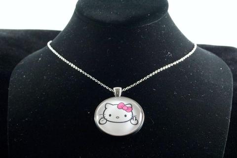 Custom Kitty Pendant Silver Finish