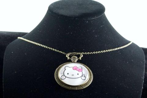 Custom Kitty Watch Pendant Brass Finish