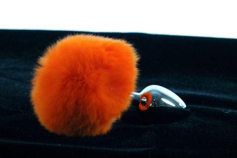 Soft and Sexy Real Fur ORANGE Bunny Tail Butt Plug