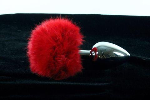 Soft and Sexy Real Fur RED Bunny Tail Butt Plug