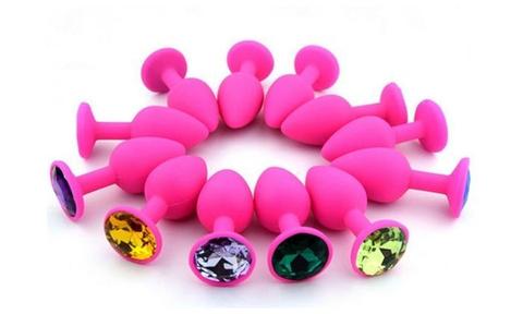 SALE Small Pink Silicone Jewel Butt Plug
