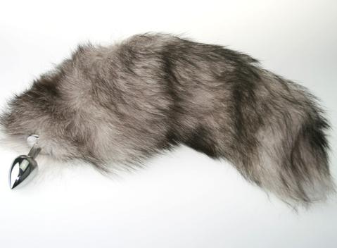 Silver Fox Tail Butt Plug Real Fur