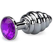 Small Ribbed Steel Tulip Jewel Butt Plug