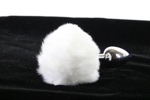 Soft and Sexy Real Fur WHITE Bunny Tail Butt Plug
