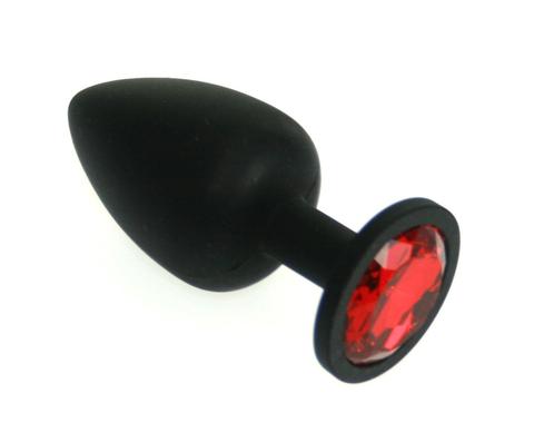 Large Black Silicone Jewel Butt Plug